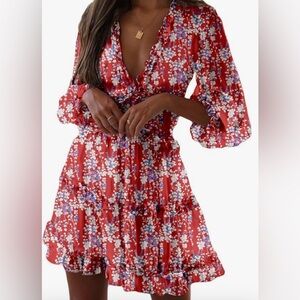 Floral Red Dress